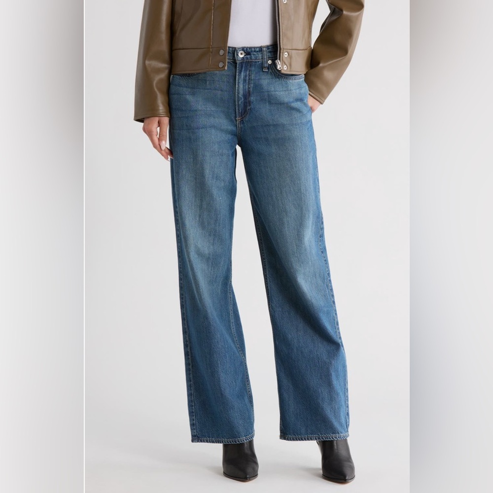 rag & bone Lori Mid Rise Wide Leg Jeans 
Color: Covington